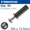RAWLNUT+SCREW M4X12.6MM X50-BOX